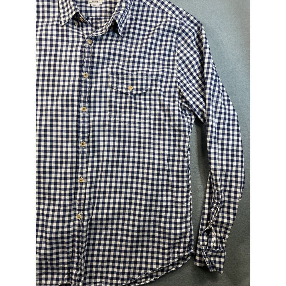J.Crew Men's XL Blue White Gingham Long Sleeve Shirt 100% Cotton Casual Wear - Picture 3 of 8